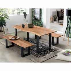 Tischgruppe »TABLES & CO«, BxHxT: 180 x 77 x 90 cm, Akazienholz/metall
