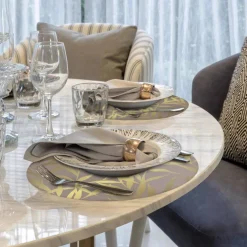 Tischset »Kya«, rund, Kunstleder, beige/goldfarben