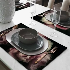 Tischset »Rosa«, rechteckig, Kunstleder, rosa/schwarz