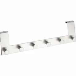 Türgarderobe, Silber, 6 Haken, Silber, Edelstahl, Edelstahl, 110 x 390 x 55 mm