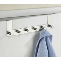Türgarderobe, Silber, 6 Haken, Silber, Edelstahl, Edelstahl, 110 x 390 x 55 mm