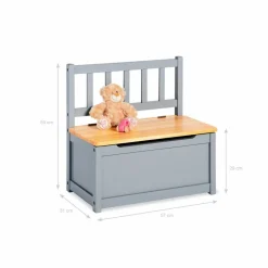 Truhenbank, BxHxL: 57 x 55 x 31 cm, grau/natur