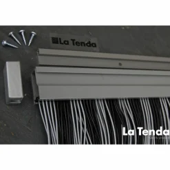 Türvorhang, BxH: 90 cm x 210 cm, schwarz-grau, Polyvinylchlorid/Aluminium