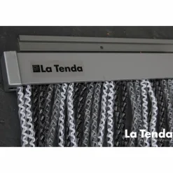 Türvorhang, BxH: 90 cm x 210 cm, schwarz/weiß/grau, Polyvinylchlorid/Aluminium