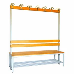 Umkleidebank, BxHxT: 60 x 170 x 150 cm, Stahl/Holz