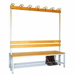 Umkleidebank, BxHxT: 60 x 170 x 150 cm, Stahl/Holz