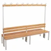 Umkleidebank, BxHxT: 60 x 170 x 200 cm, Stahl/Holz