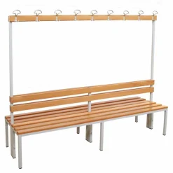 Umkleidebank, BxHxT: 60 x 170 x 200 cm, Stahl/Holz