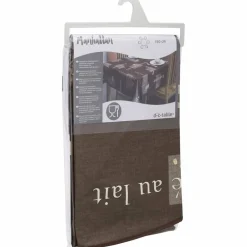 Wachstuchtischdecke »Manhattan«, Ø: 150 cm, Essen und Trinken/Schriftzug, braun