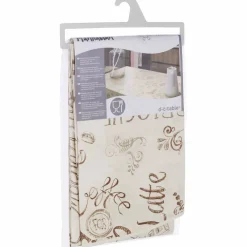 Wachstuchtischdecke »Manhattan«, Ø: 150 cm, Schriftzug/Essen und Trinken, beige