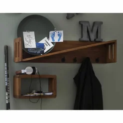 Wandgarderobe, natur, Mangoholz