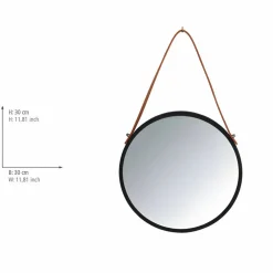 Wandspiegel, Ø: 30 cm, schwarz, rund