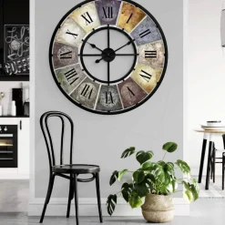 Wanduhr, HxT: 77 x 5 cm, mehrfarbig, ohne ink. Batterie