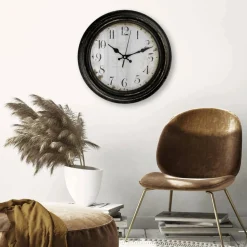 Wanduhr, HxT: 30,2 x 4,8 cm, schwarz/weiß, ohne ink. Batterie