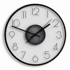 Wanduhr, HxT: 30 x 4 cm, transparent/schwarz, ohne ink. Batterie