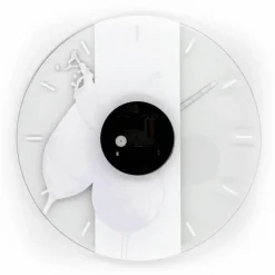 Wanduhr, HxT: 30 x 4 cm, transparent/weiß, ohne ink. Batterie