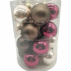 Weihnachtskugel »Burgund Mix«, Ø: 6 cm, Uni, beige/burgundrot/granit, 20 Stück