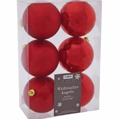 Weihnachtskugel, Ø: 8 cm, dunkelrot, 6 Stück