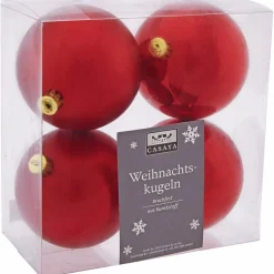 Weihnachtskugel, Ø: 10 cm, dunkelrot, 4 Stück