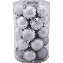 Weihnachtskugel, Ø: 7 cm, silberfarben, 25 Stück