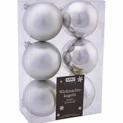 Weihnachtskugel, Ø: 8 cm, silberfarben, 6 Stück