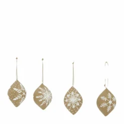 Weihnachtskugel, Ø: 8 cm, tropfenförmig, 4 Stk.