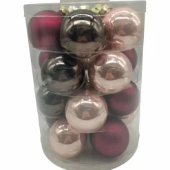Weihnachtskugel »Powdery Mix«, Ø: 7 cm, Uni, weinrot/rosa/granit, 8 Stück