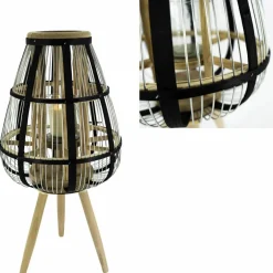 Windlicht, Bambus/Metall/Glas