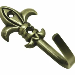 Zierhaken, Messing brüniert, 2 Raffhaken, 2 Nägel