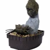 Zimmerbrunnen, kleiner Buddha, BxHxL: 20 x 26 x 17 cm, grau