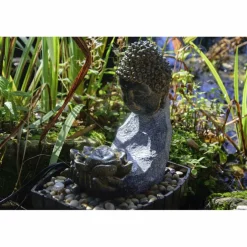Zimmerbrunnen, kleiner Buddha, BxHxL: 20 x 26 x 17 cm, grau