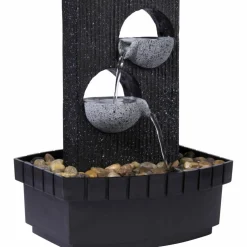 Zimmerbrunnen, mit 2 Schalen, BxHxL: 20,5 x 26 x 16,5 cm, schwarz
