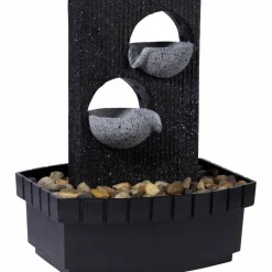 Zimmerbrunnen, mit 2 Schalen, BxHxL: 20,5 x 26 x 16,5 cm, schwarz