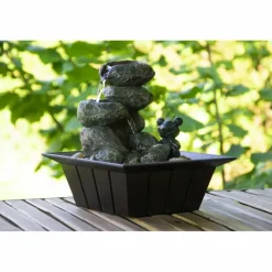 Zimmerbrunnen, mit Zierfrosch, BxHxL: 20 x 21,5 x 20 cm, schwarz