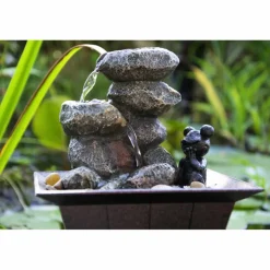 Zimmerbrunnen, mit Zierfrosch, BxHxL: 20 x 21,5 x 20 cm, schwarz