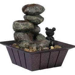 Zimmerbrunnen, mit Zierfrosch, BxHxL: 20 x 21,5 x 20 cm, schwarz